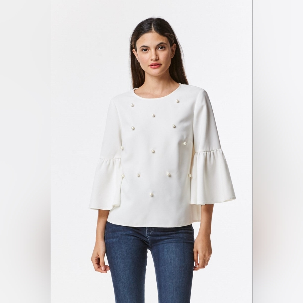 Pearl White Bell Sleeve Blouse
